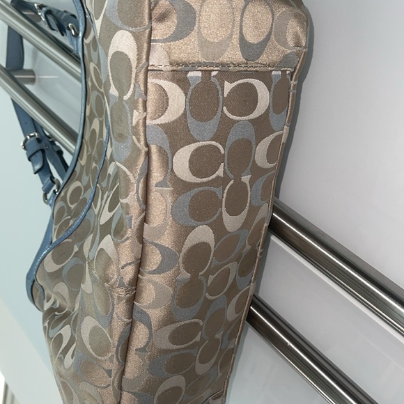 Coach 3p set Bag & Wallet Unique photo frame Bag charm Baby Blue & Coated Canvas - Picture 8 of 11